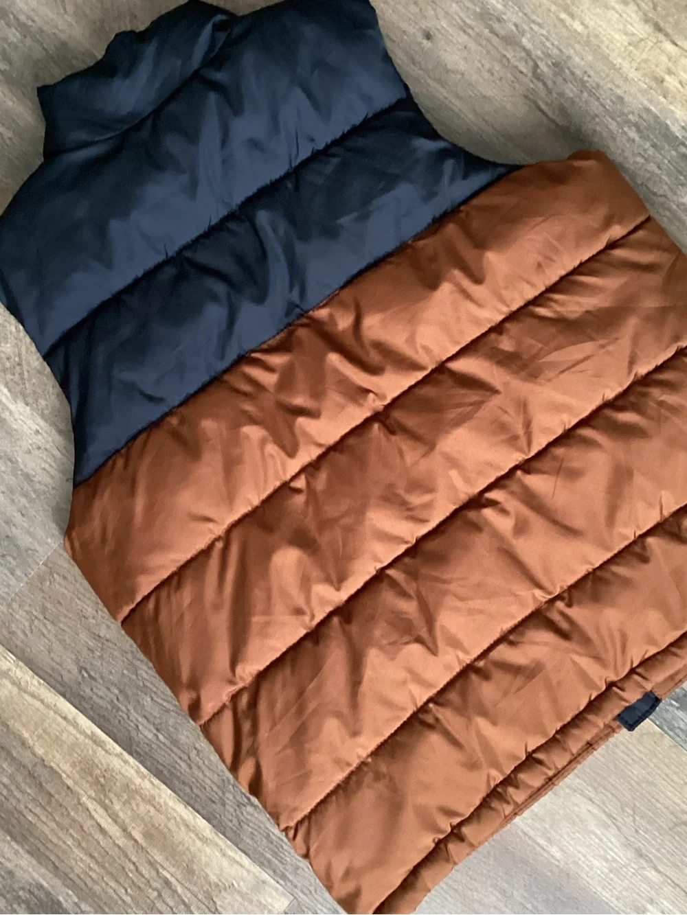 Gap Kids Two-Tone Puffer Vest - Rust & Black